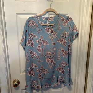 Floral Blue and‎ Pink Women's Top